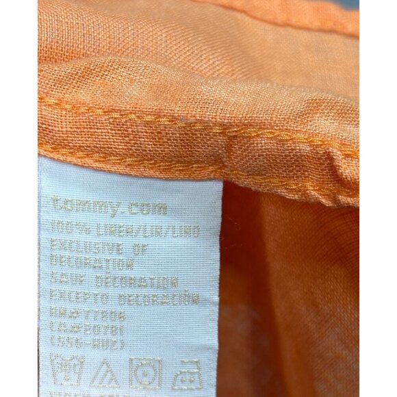Tommy Hilfiger‎ Womens XL Orange Button Up 100% Linen Shirt - Picture 5 of 6